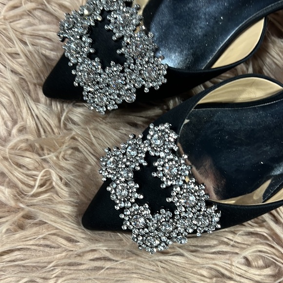 Badgley Mischka Brand Saga Crystal Buckle Pointed Toe Flat - Picture 5 of 7